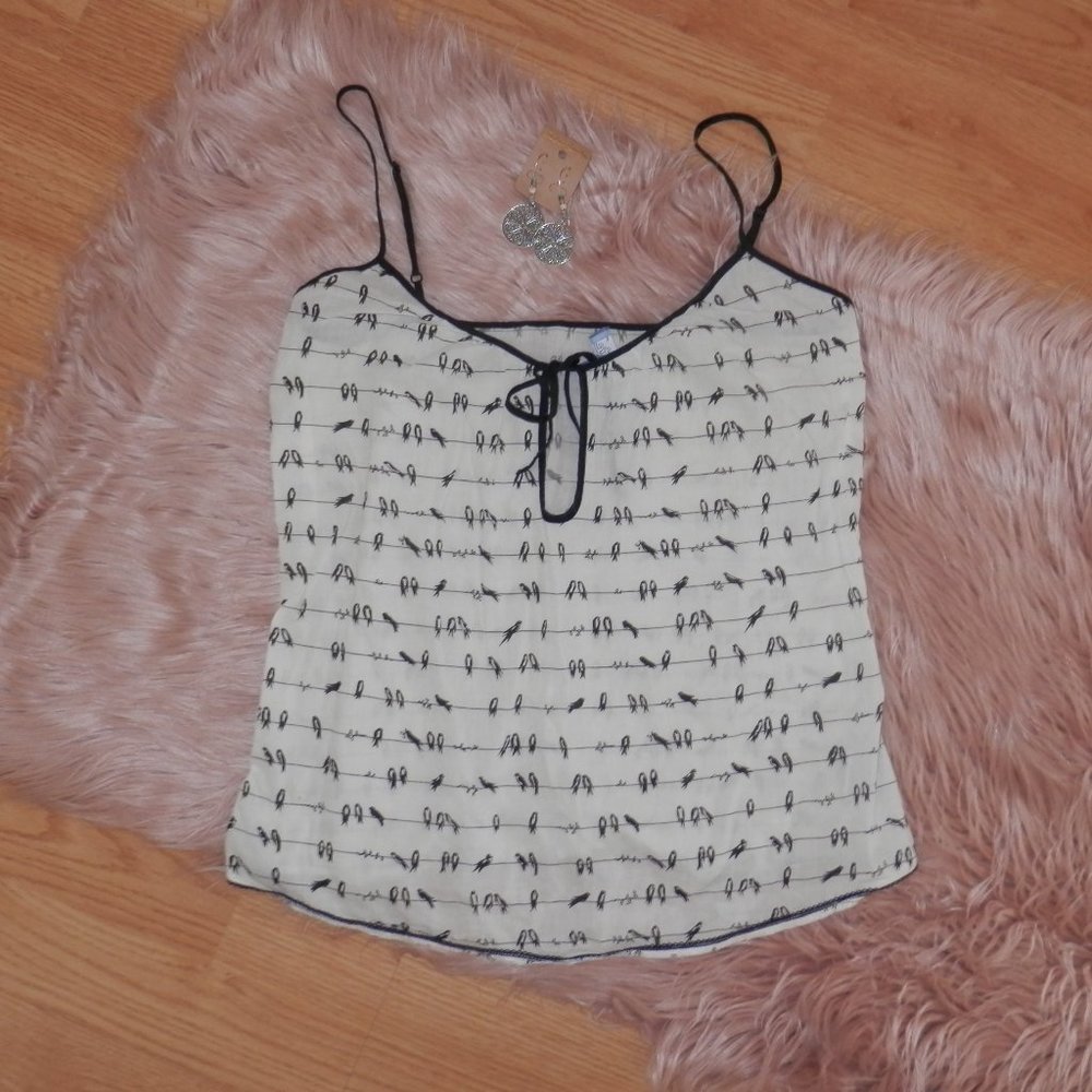 Fleurette Size Small Bird On Wire Print Tank Top